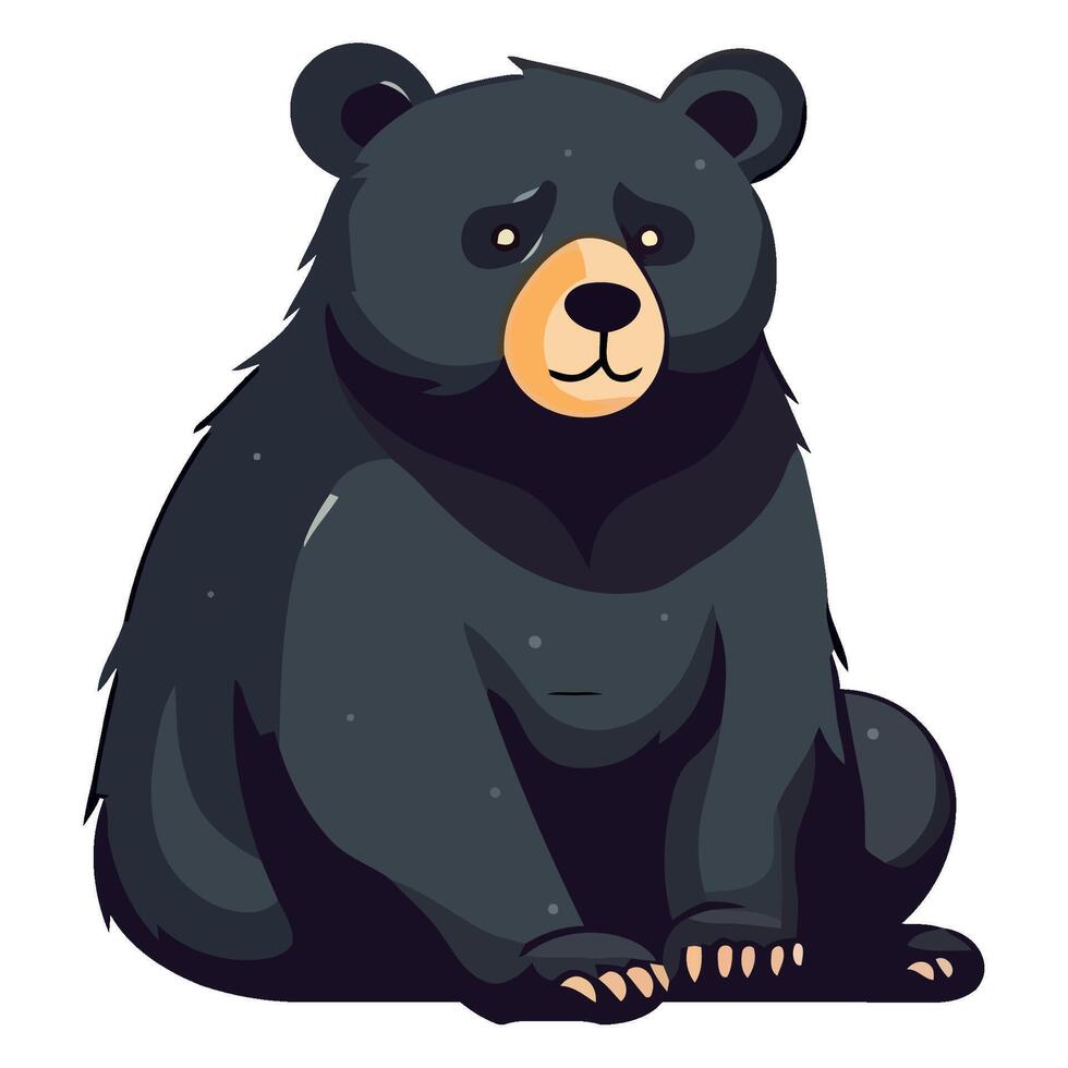 A black bear sitting down on a white background vector
