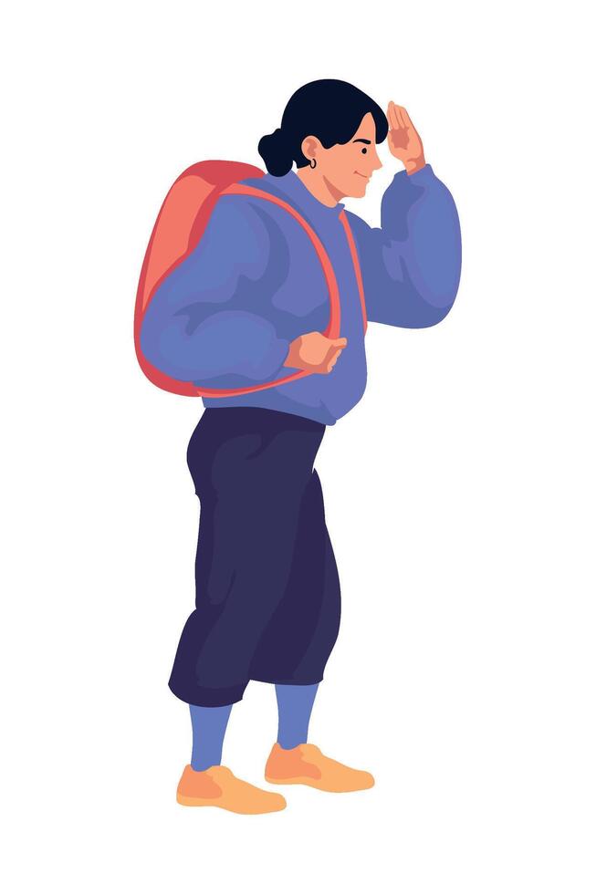 An illustration of a man with a backpack vector