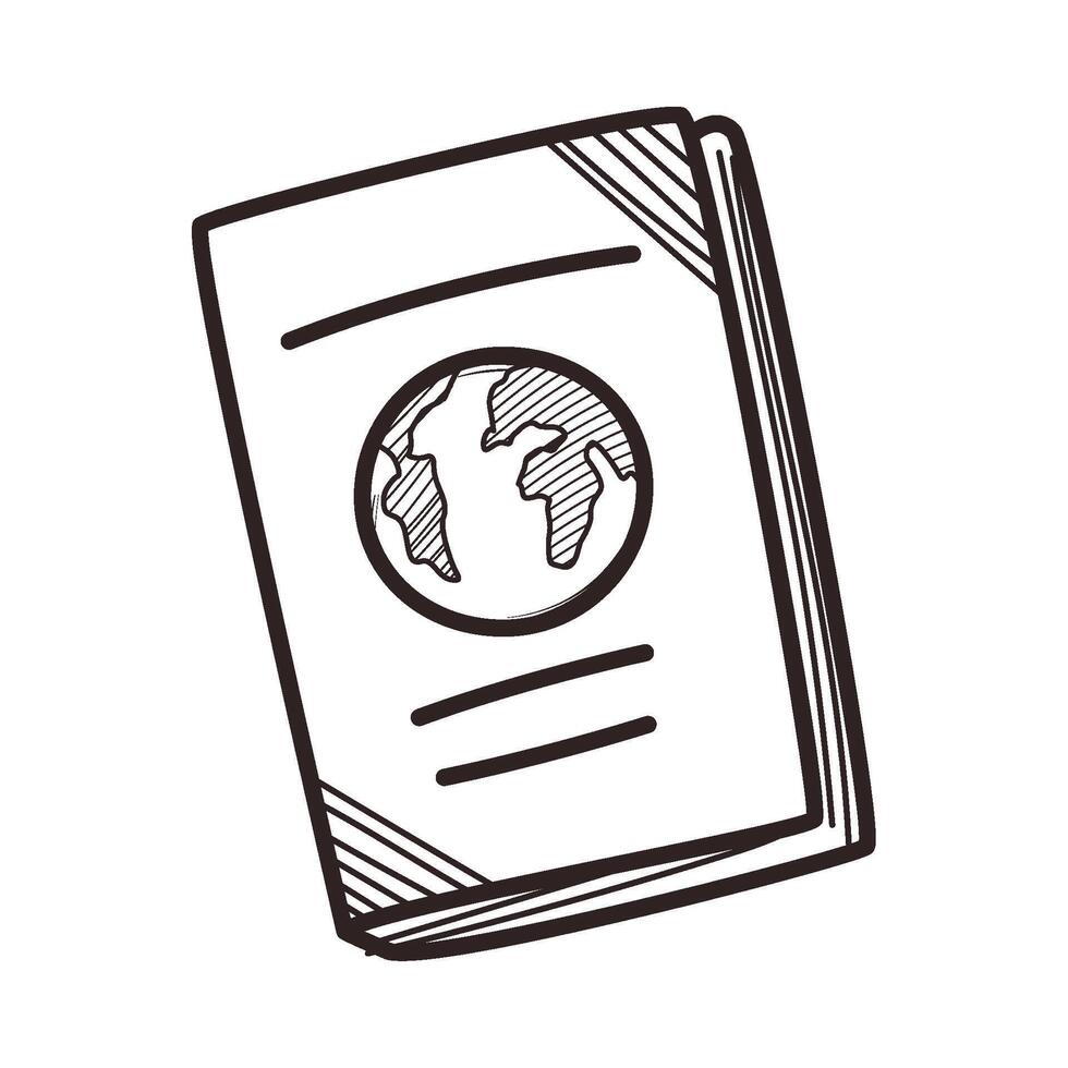 A sketch of a book with a globe on it vector