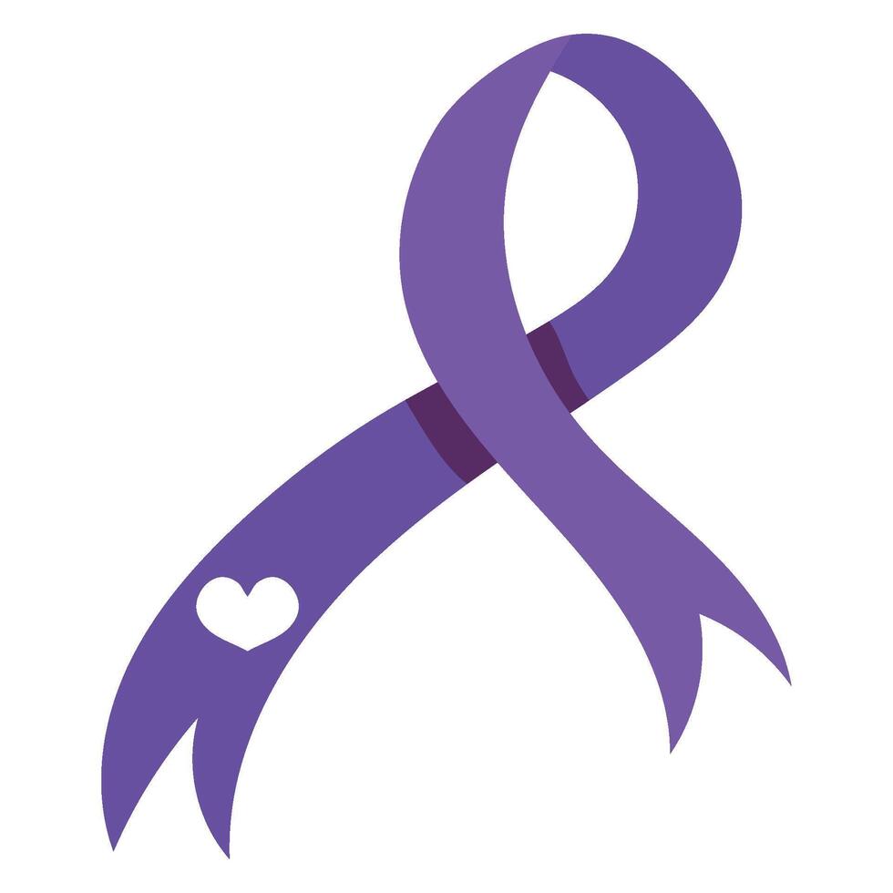 Purple ribbon with heart and purple ribbon vector