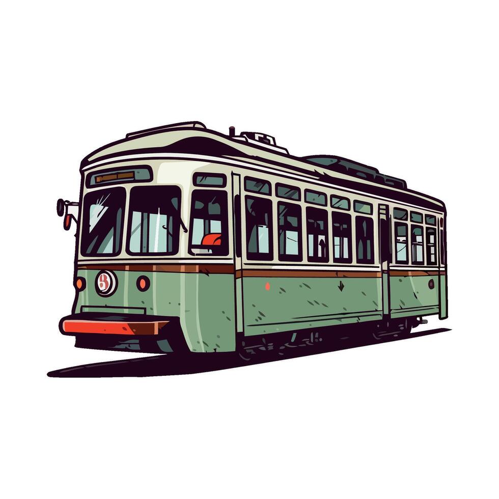 A cartoon tram on a white background vector