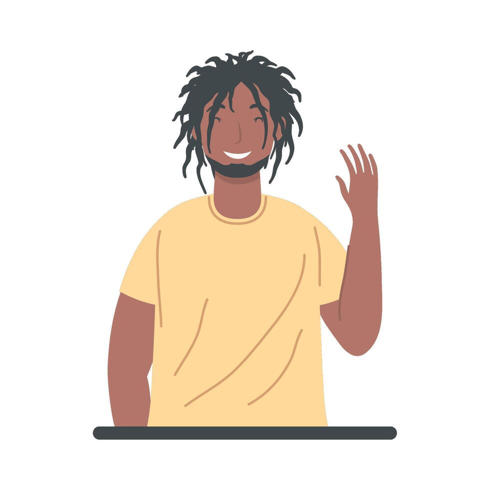 A man with dreadlocks waving his hand vector