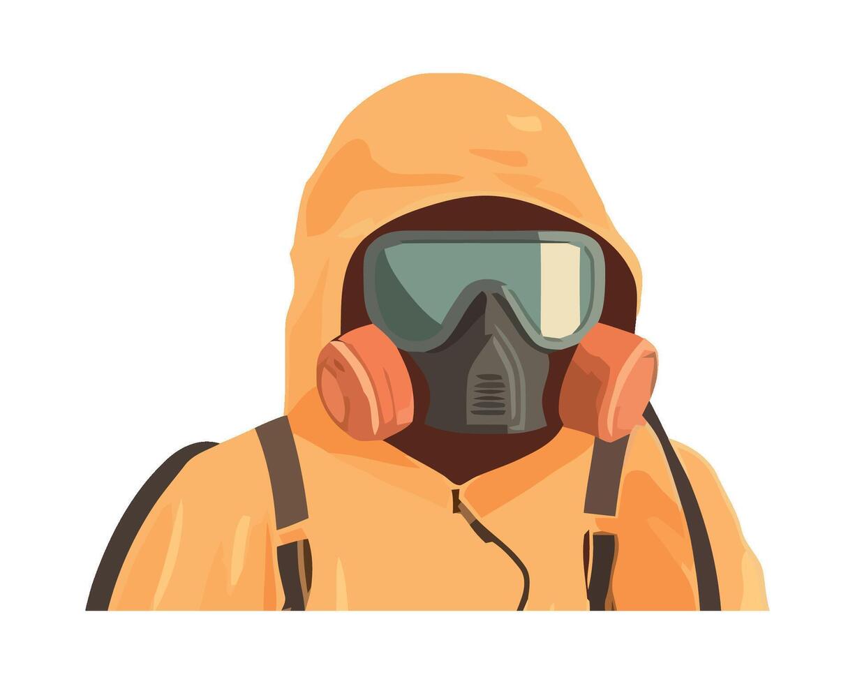 A man in a gas mask and hoodie vector