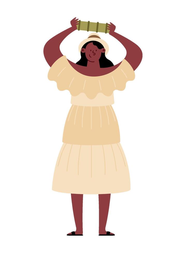 A cartoon woman holding a basket of food vector
