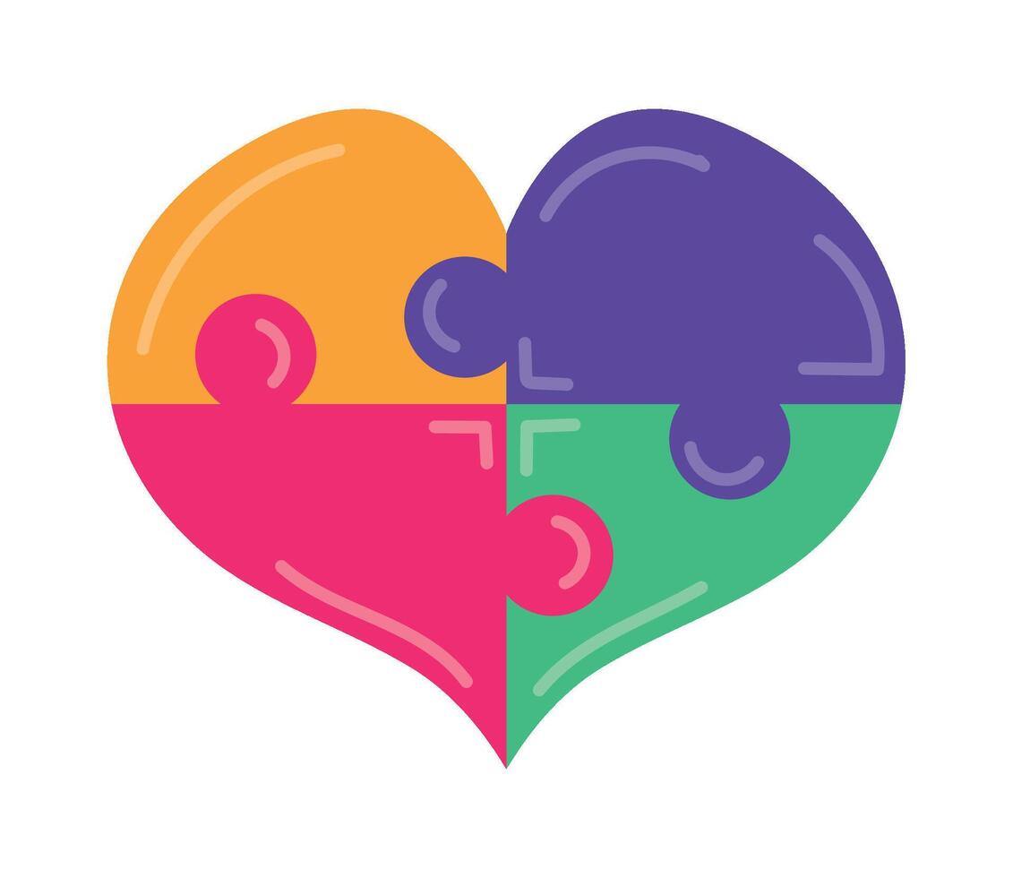 Heart puzzle icon with colorful pieces vector