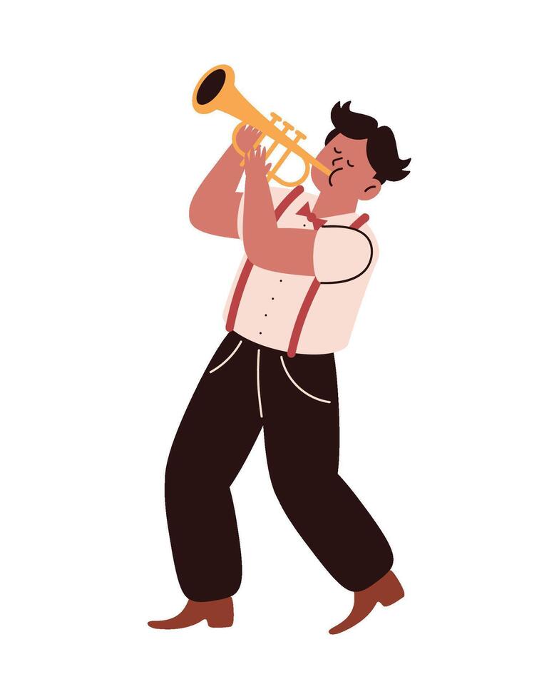 A cartoon man playing the trumpet vector