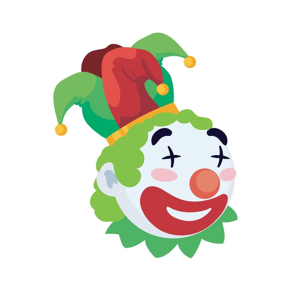 A cartoon clown with a green hat and red nose vector