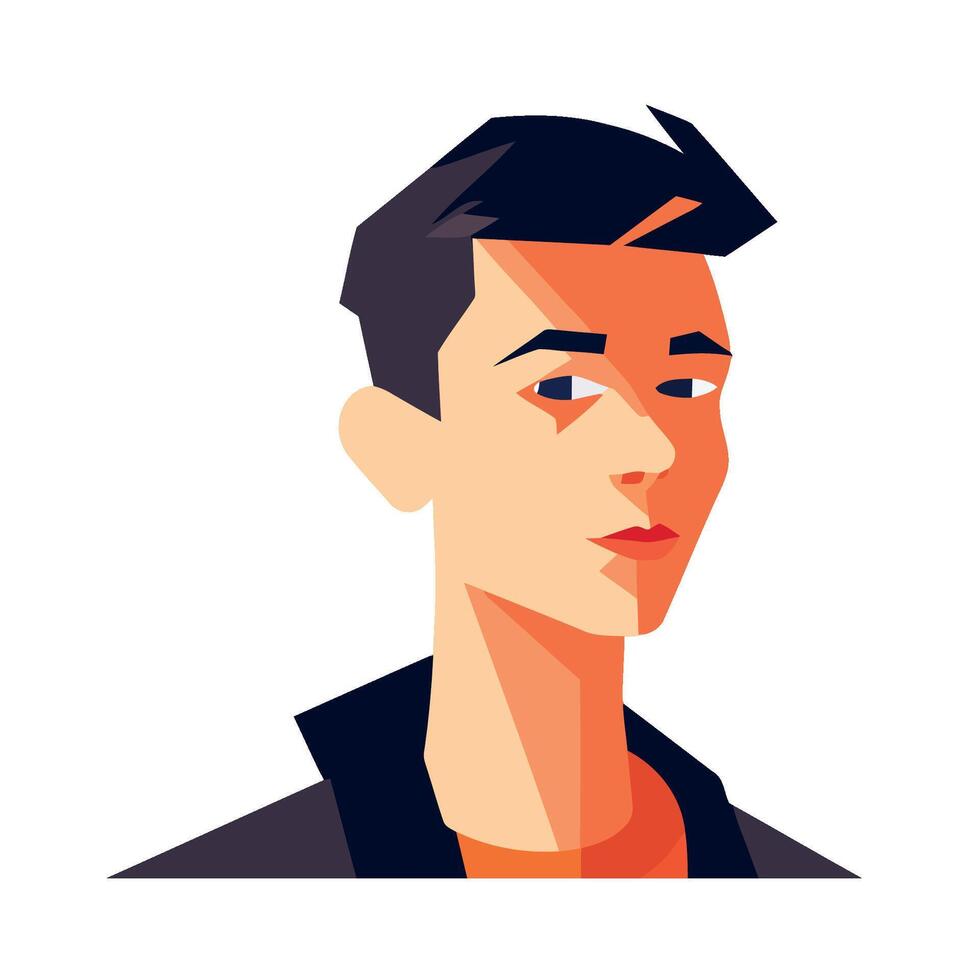 A man with a black hair and orange shirt vector