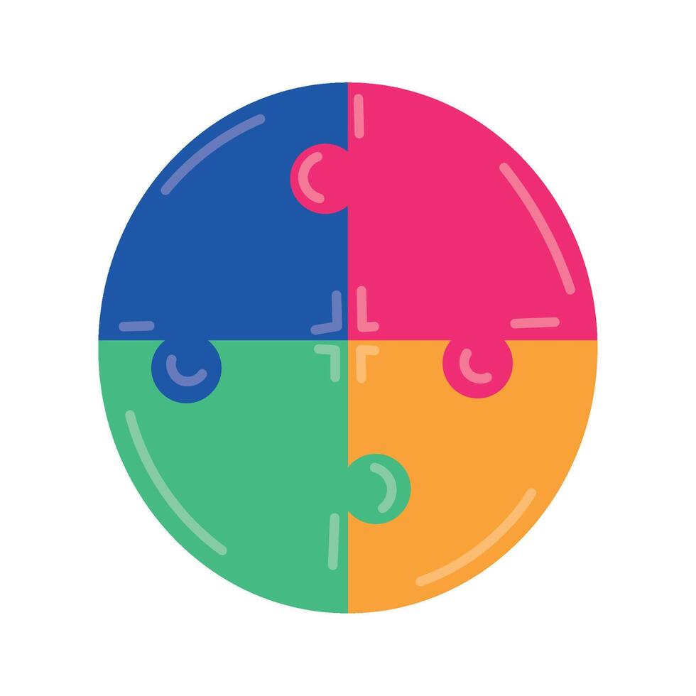 A colorful puzzle piece with four pieces in it vector