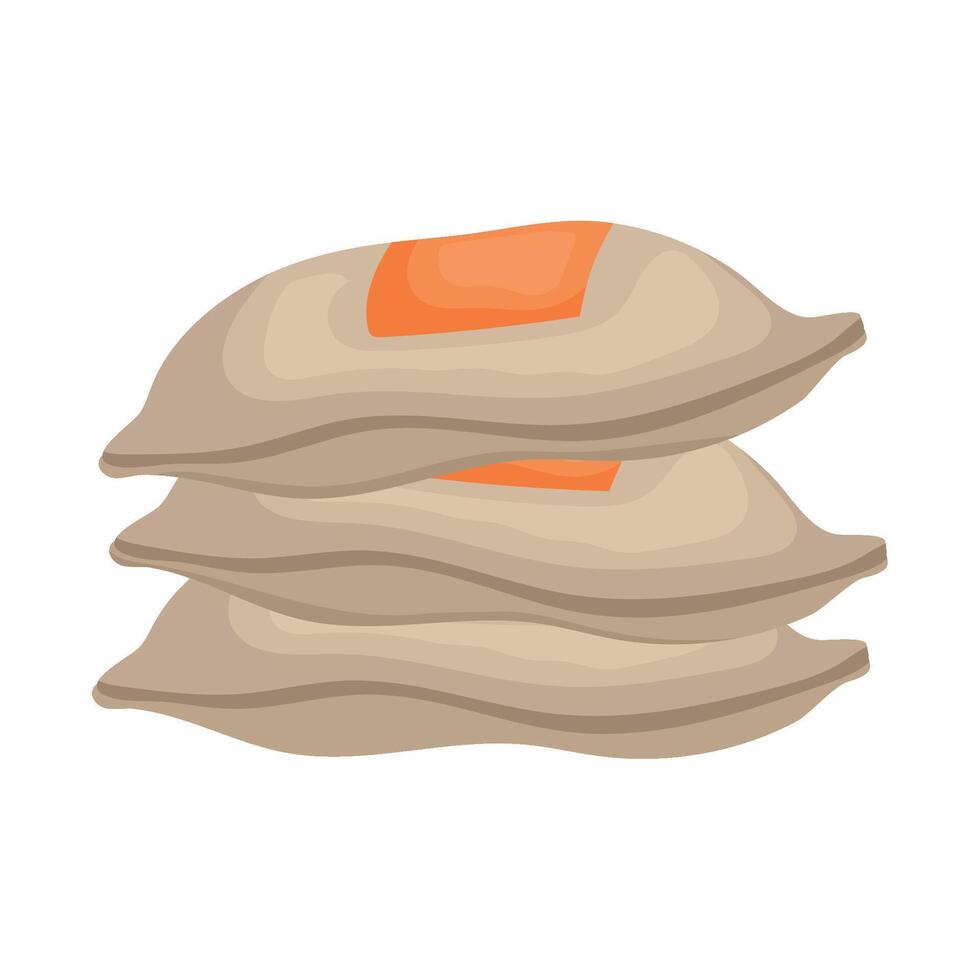 A stack of dumplings with orange slices on top vector