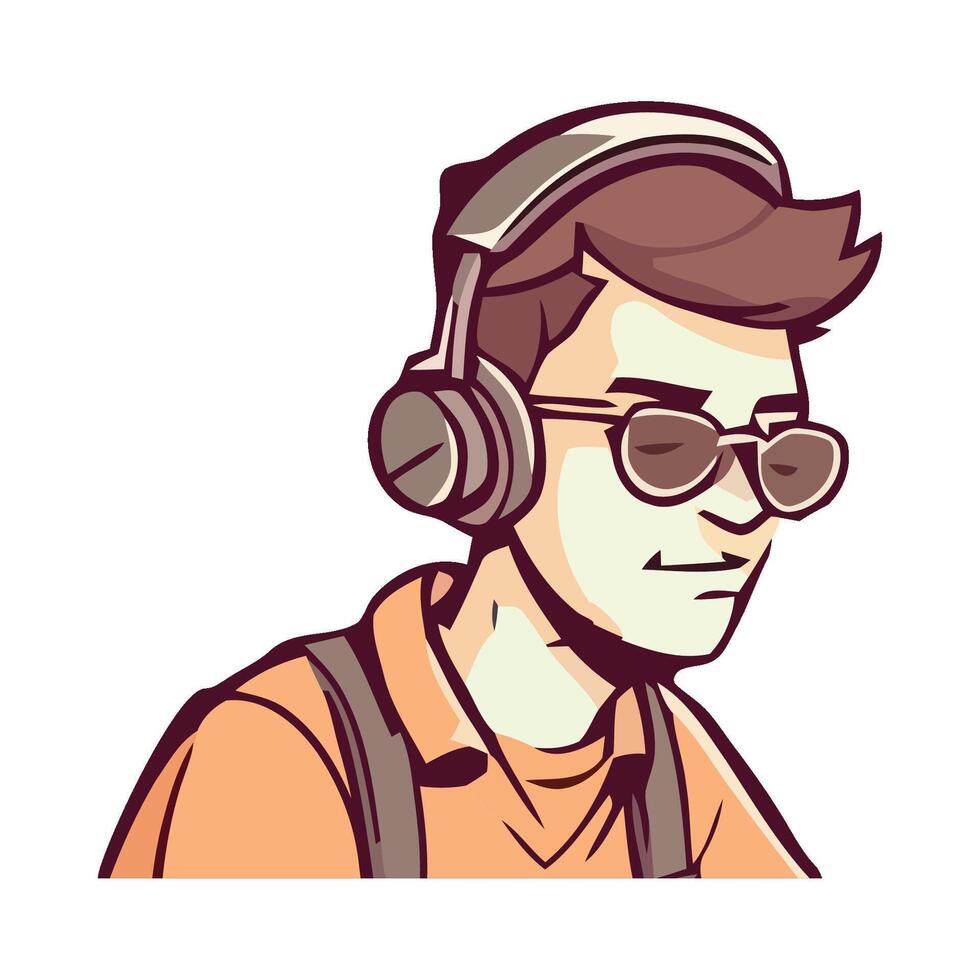 A cartoon man wearing headphones and sunglasses vector