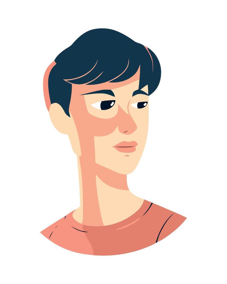 A cartoon man with short hair and a red shirt vector