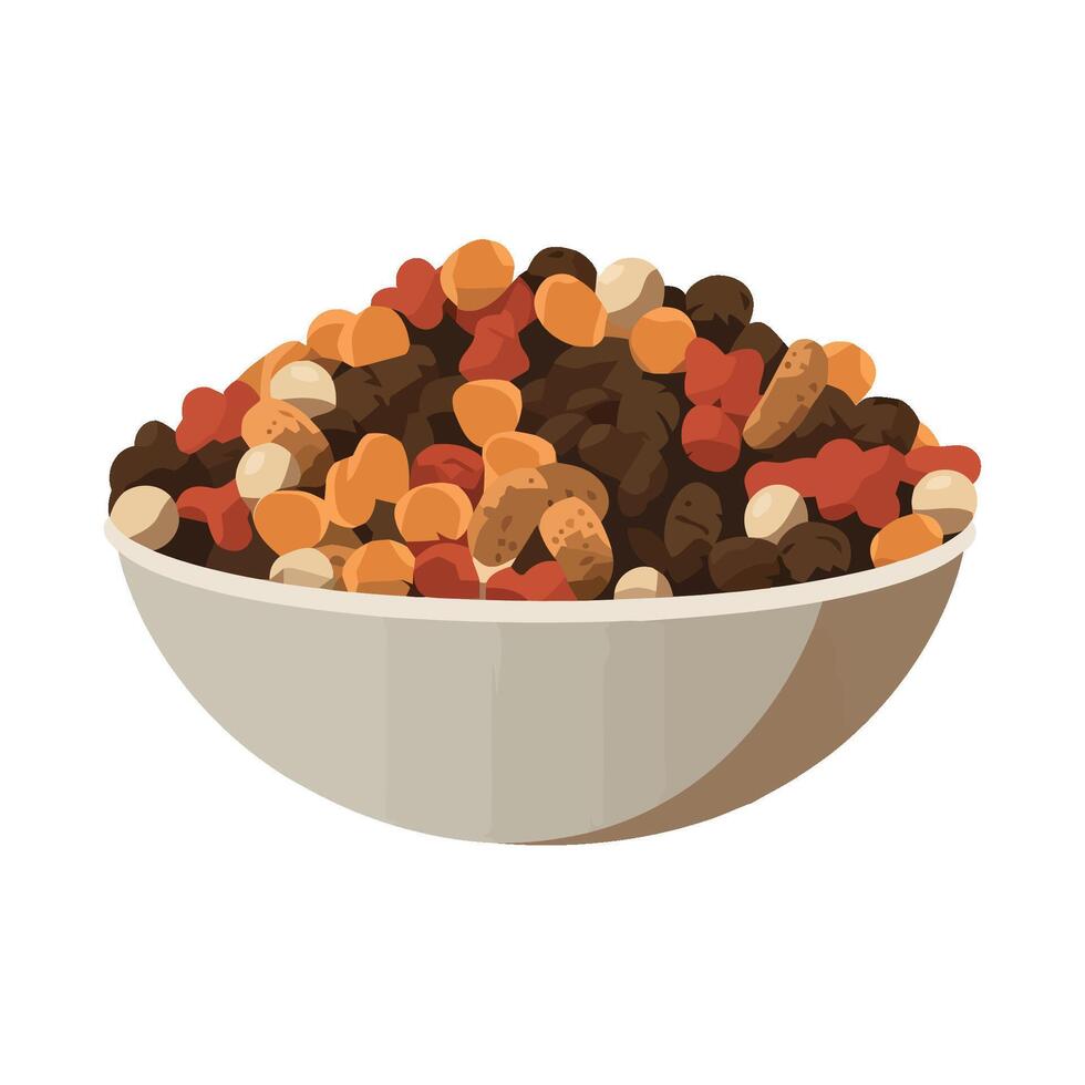 A bowl of cereal with nuts and seeds vector