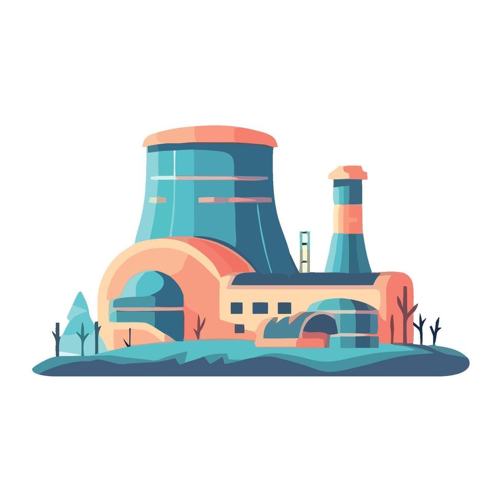 An illustration of a nuclear power plant vector