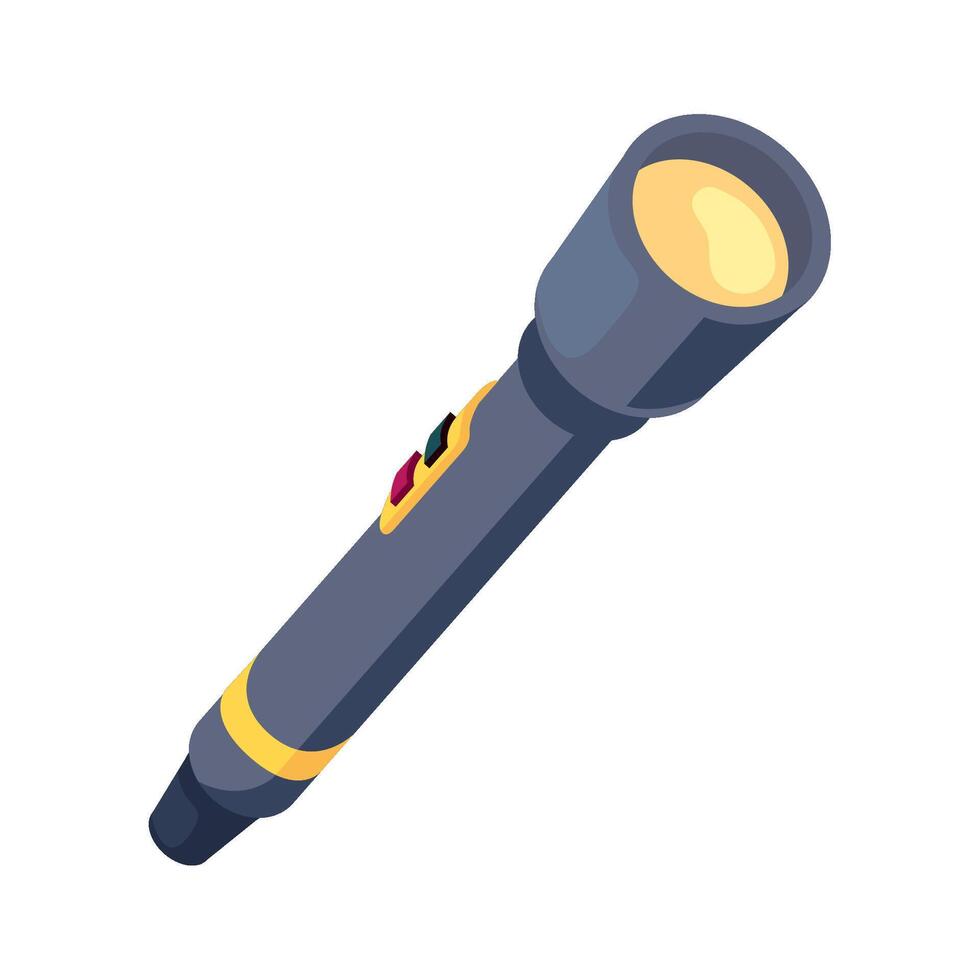 A flashlight with a yellow light on it vector