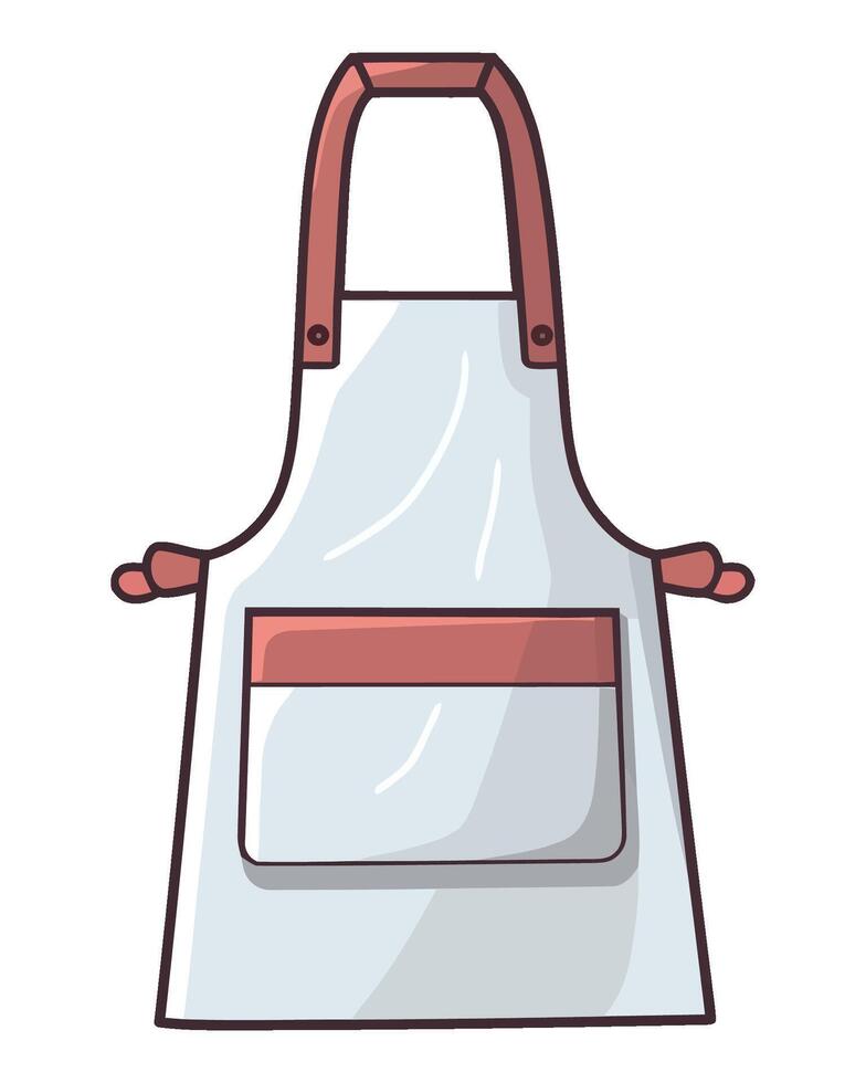 A white apron with red trim on the side vector