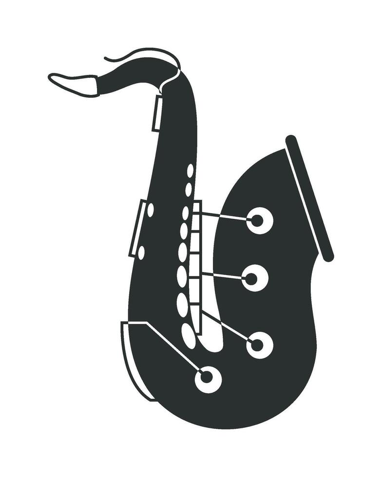 Saxophone black and white illustration vector