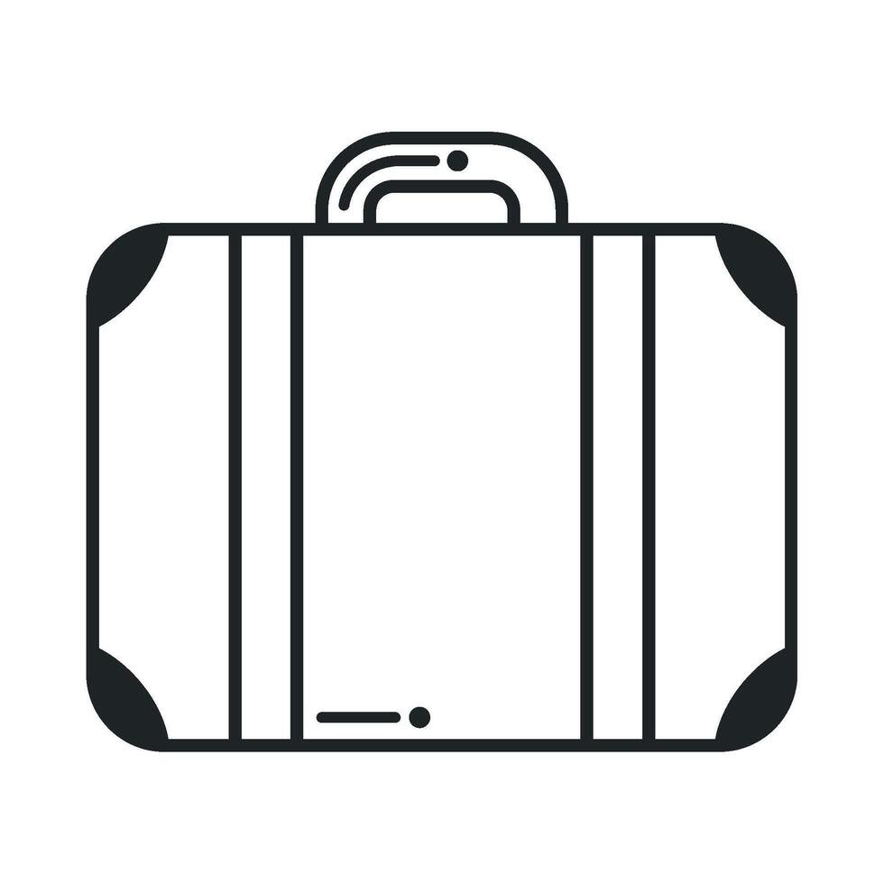 A black and white illustration of a suitcase vector