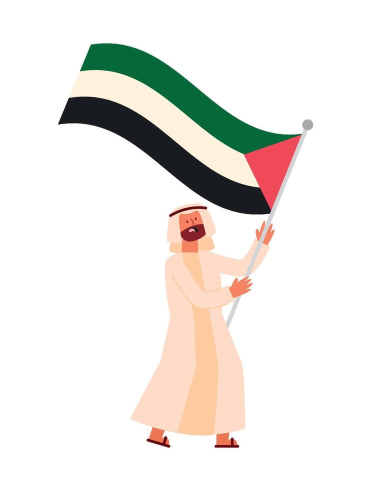 Man holding uae flag illustration vector