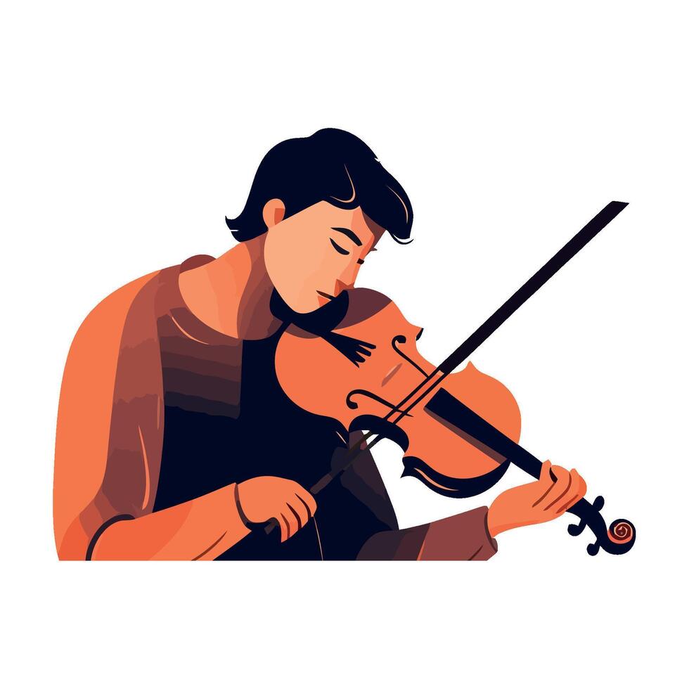 A man playing the violin on a white background vector
