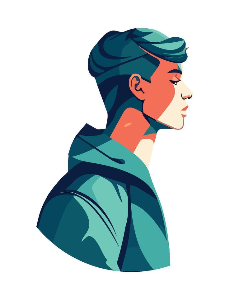 A man with a blue hair and green jacket vector