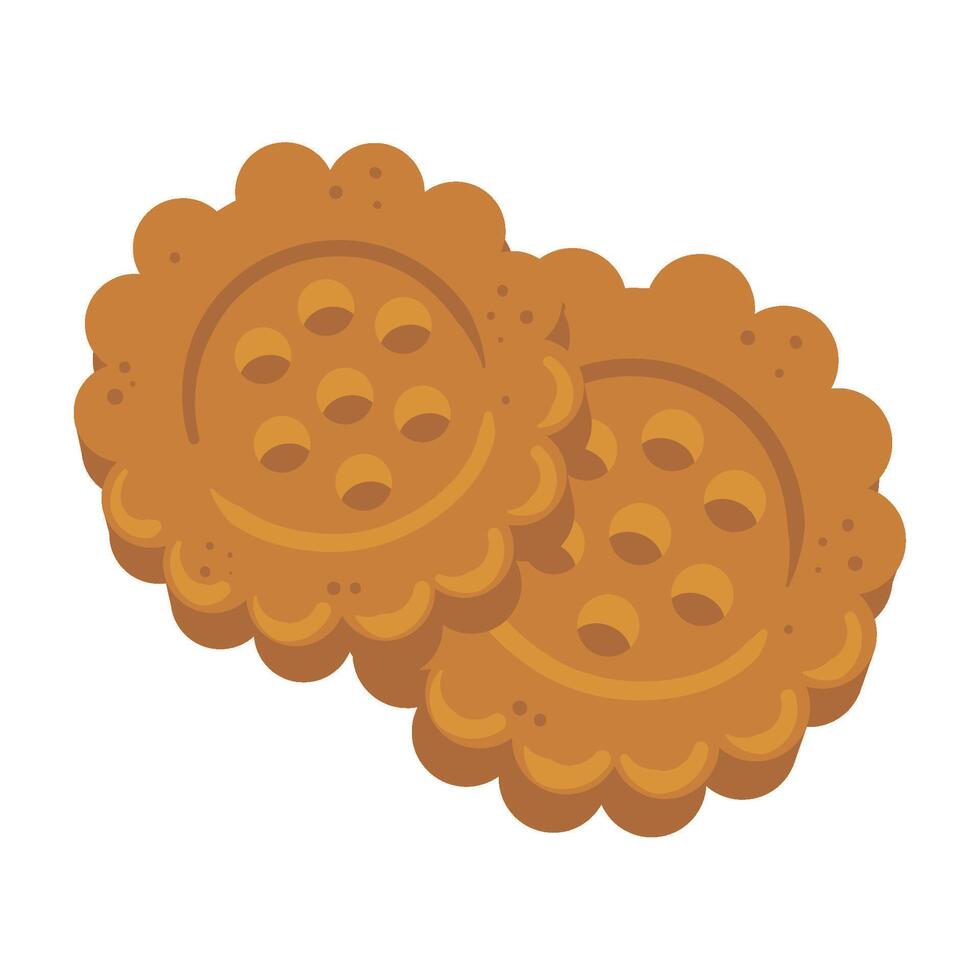 Two biscuits are shown on a white background vector