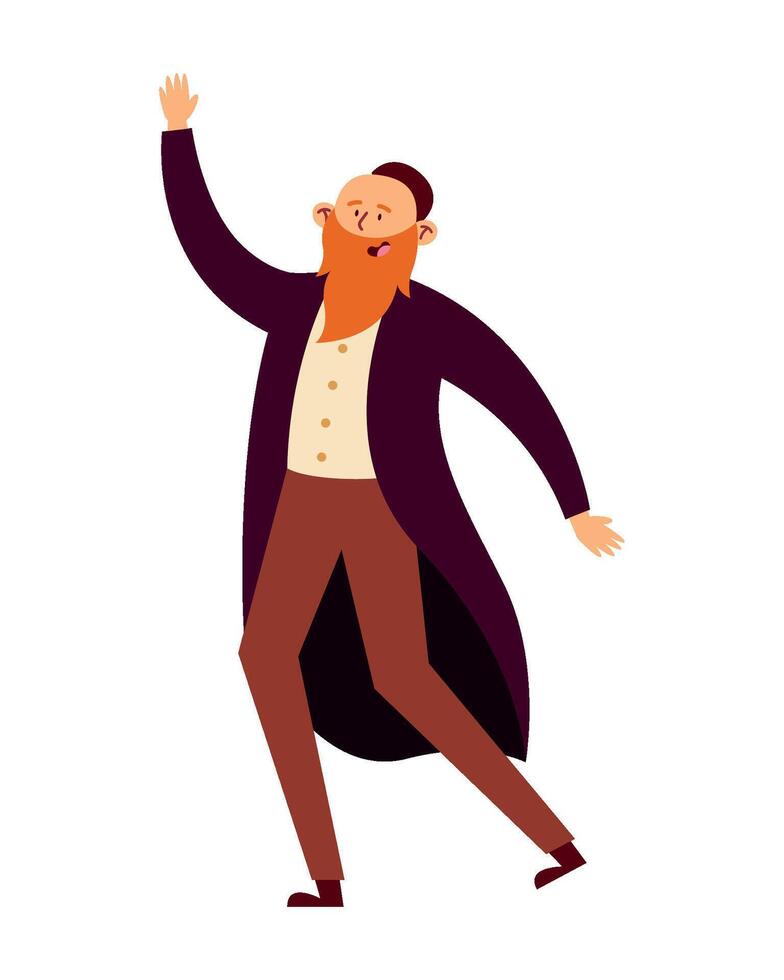 A cartoon man with a beard and long coat vector