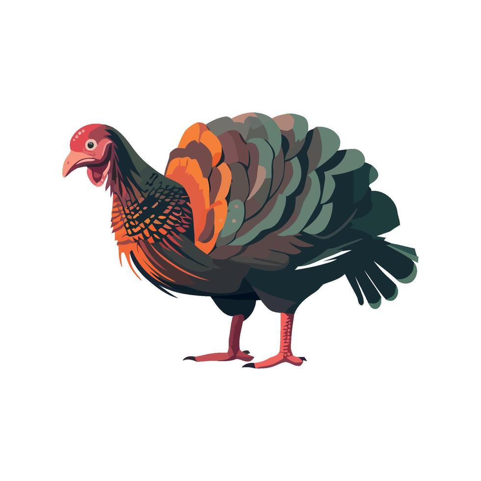 A cartoon turkey with a red and orange head vector