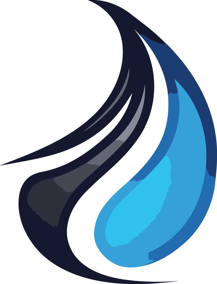 Abstract logo design featuring a blue teardrop shape within a black and gray stylized flame vector