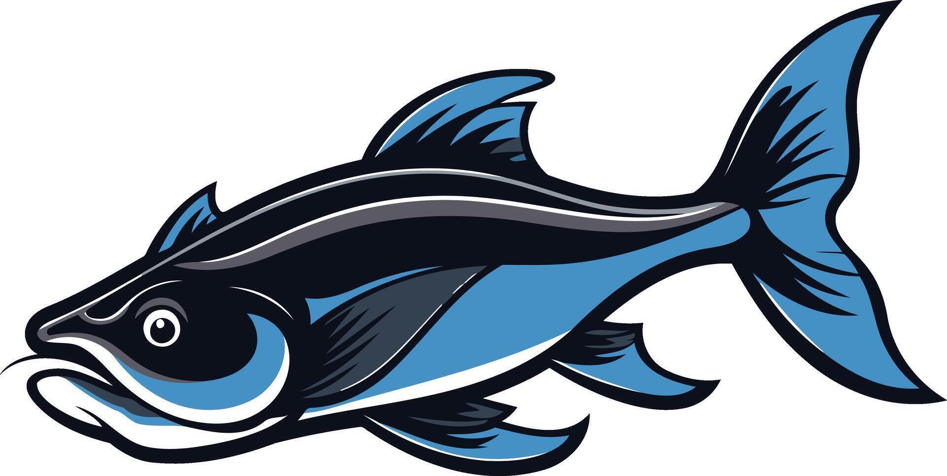 A stylized illustration of a blue fish, perfect for branding, logos, or marine-themed designs vector