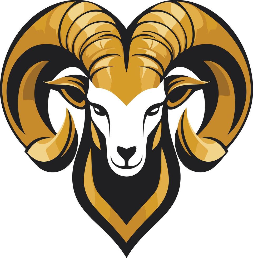 Golden Ram Head Mascot Illustration vector