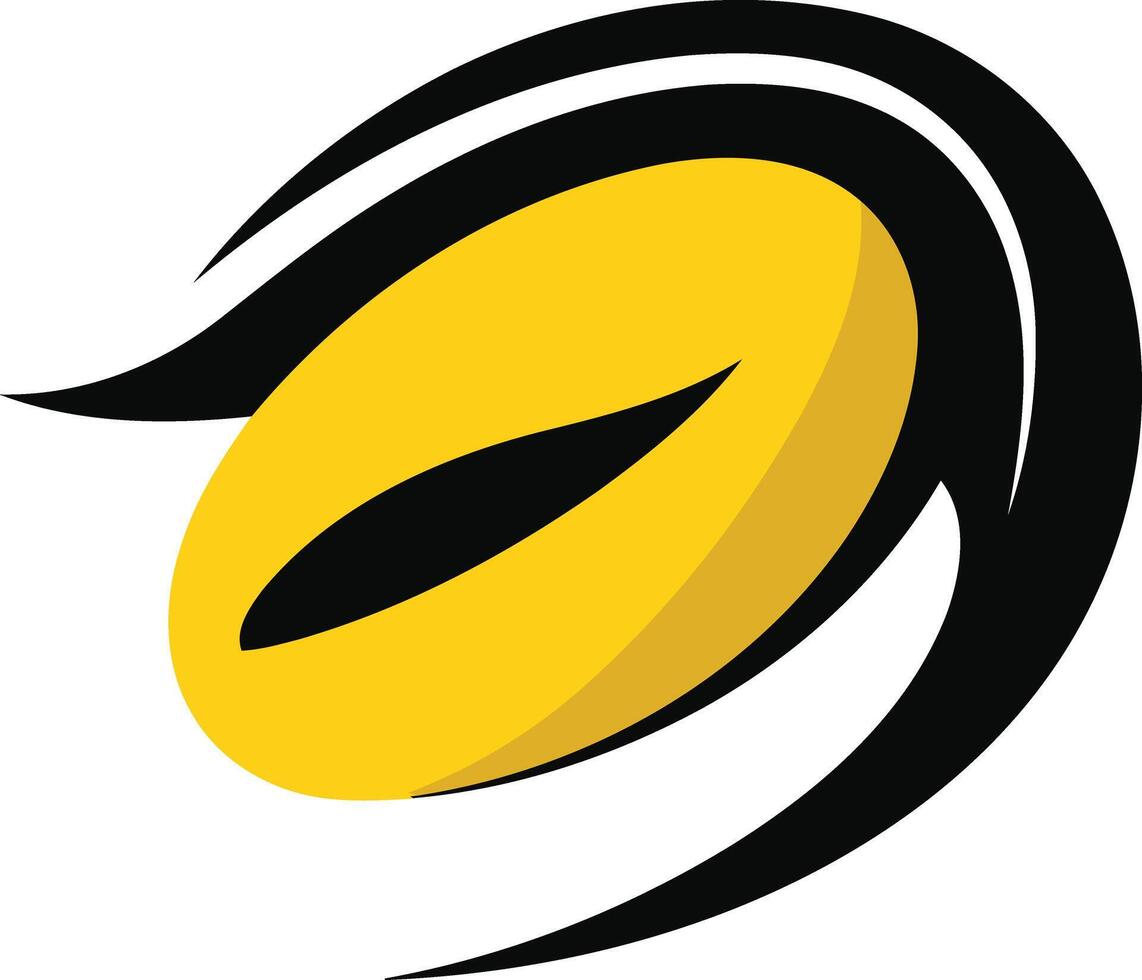 Modern and abstract logo with a yellow eye-shaped element on a black background, suitable for a tech company or a brand with a bold identity vector