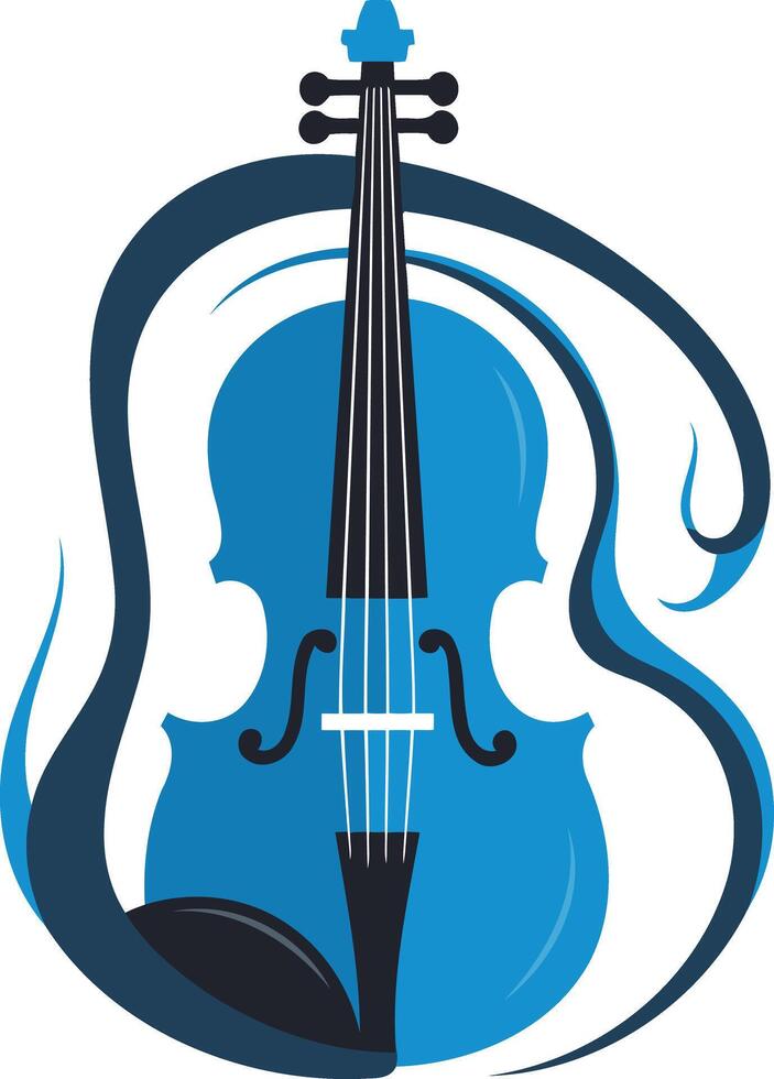 Blue Violin with Swirling Design vector