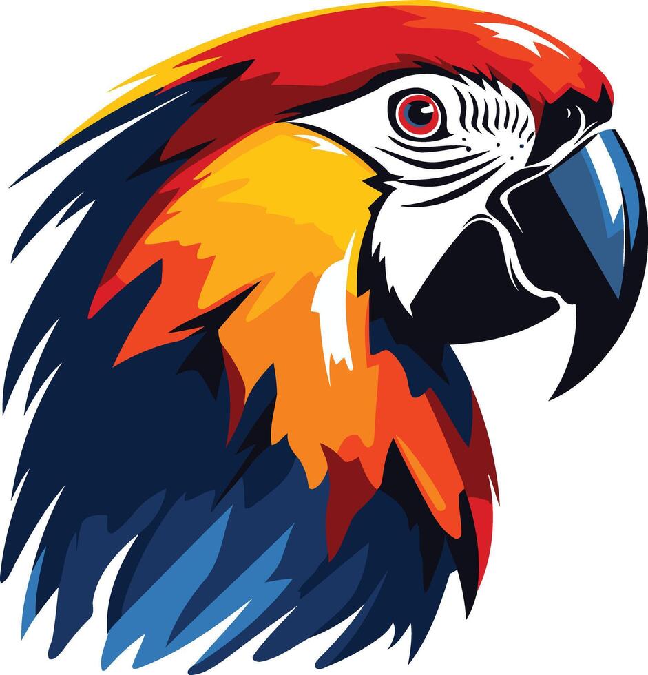 Vibrant Parrot Head Illustration vector