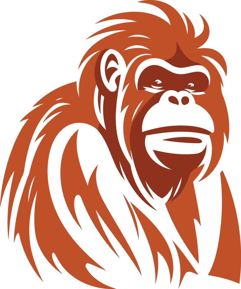 Orange Furry Monkey Portrait vector