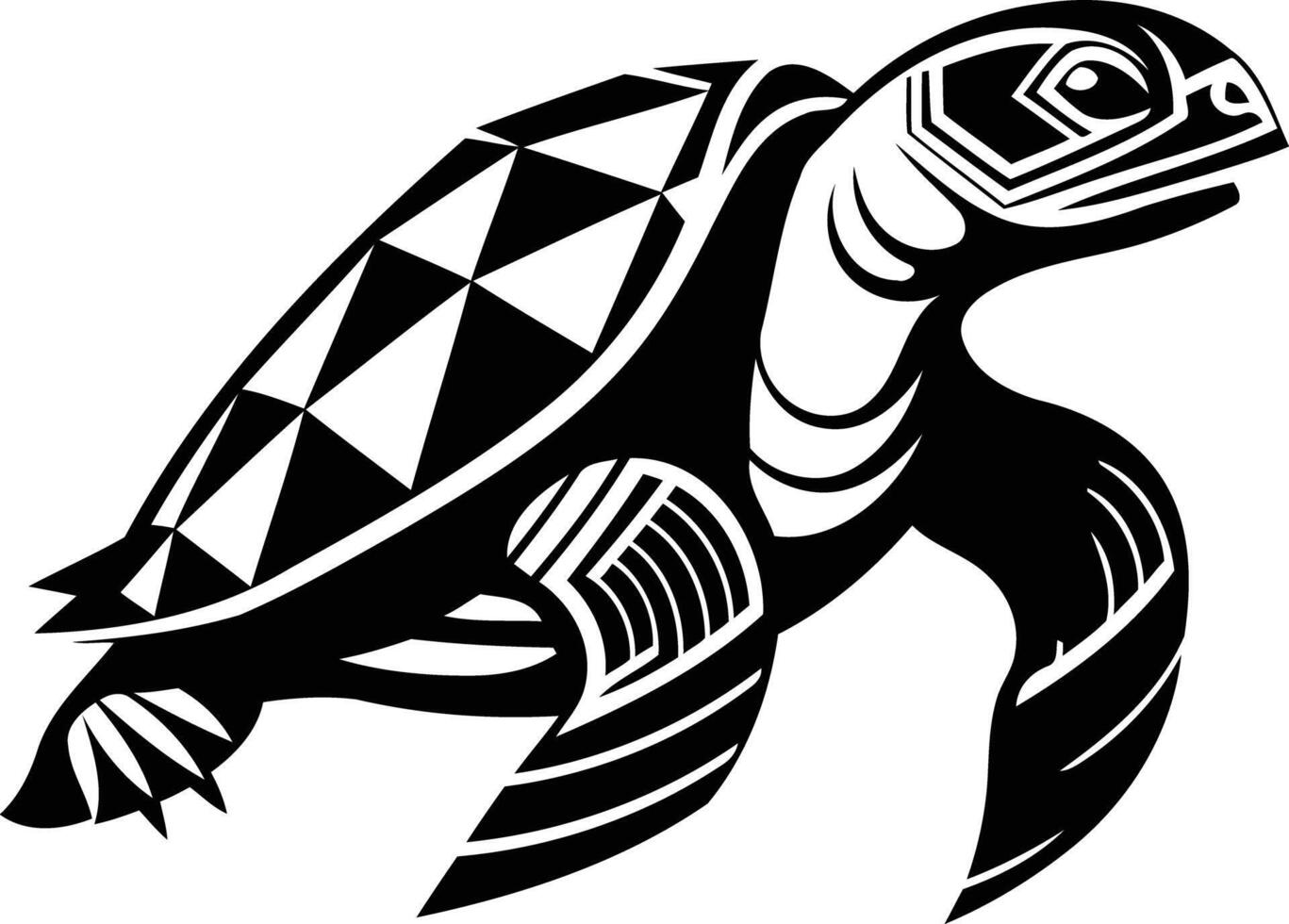 A bold, tribal-style turtle design, perfect for tattoos, clothing, and branding vector