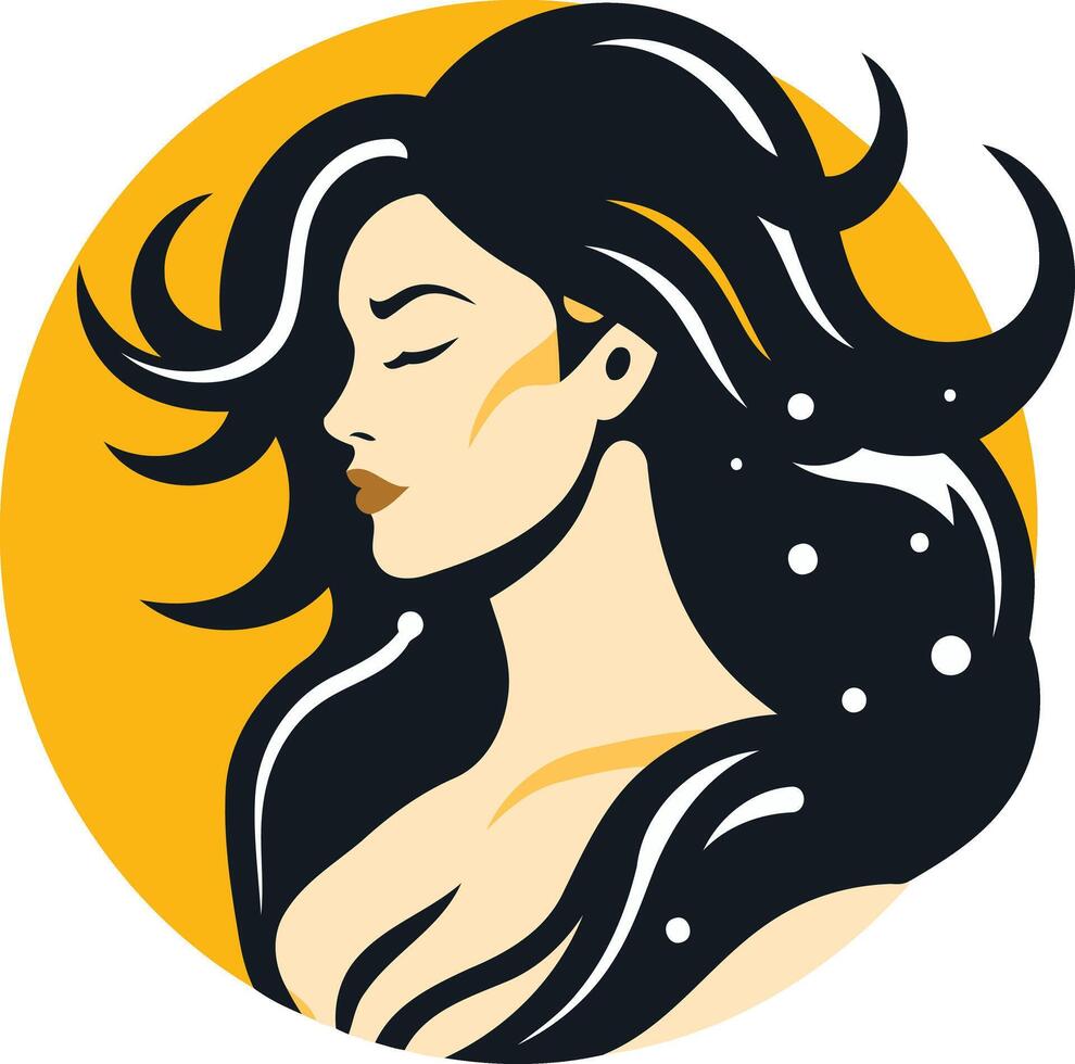 Silhouette of a Woman with Flowing Hair vector