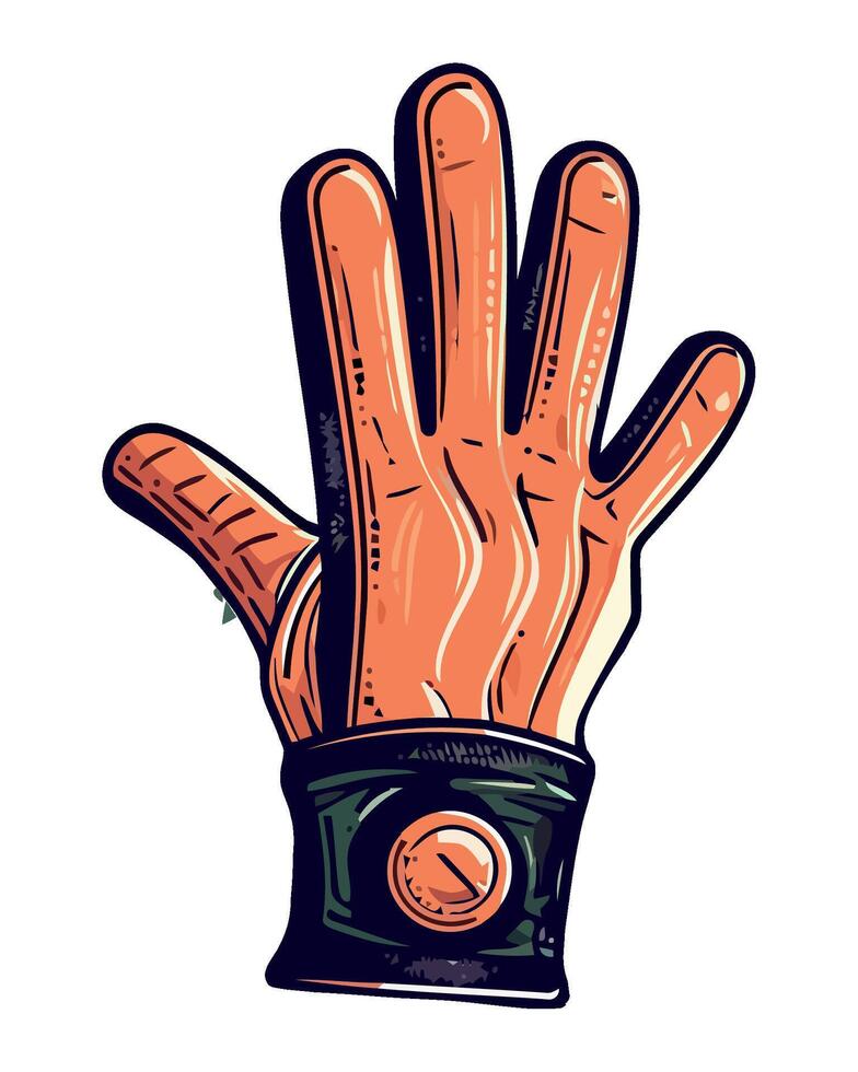 A glove with a black and orange design vector