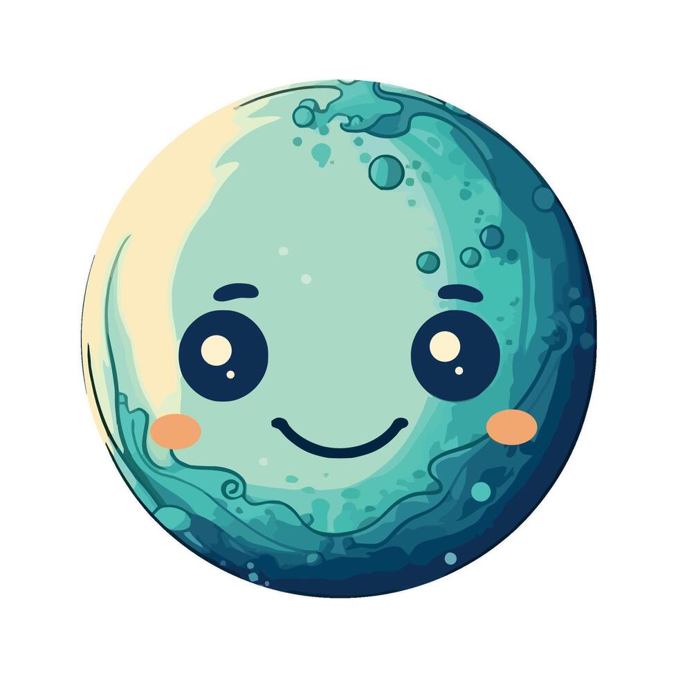 Cartoon planet with a smiling face vector