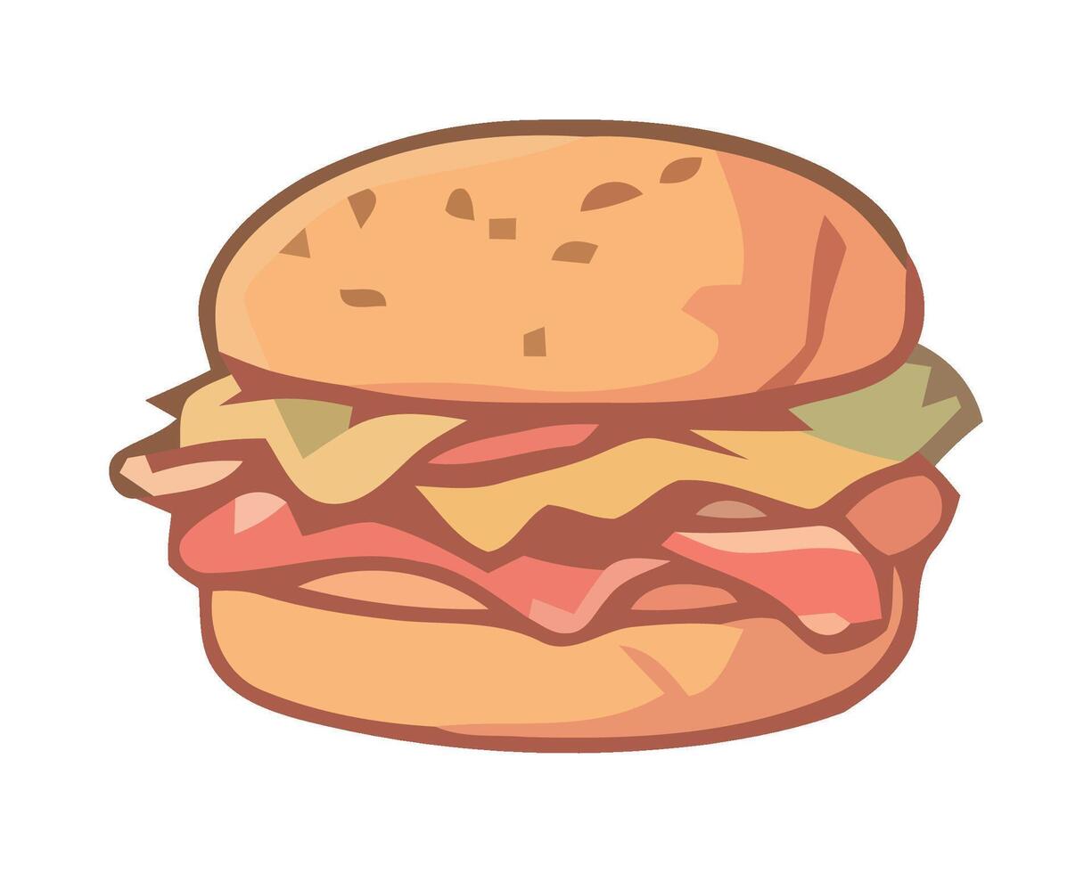 A hamburger with meat and cheese on it vector