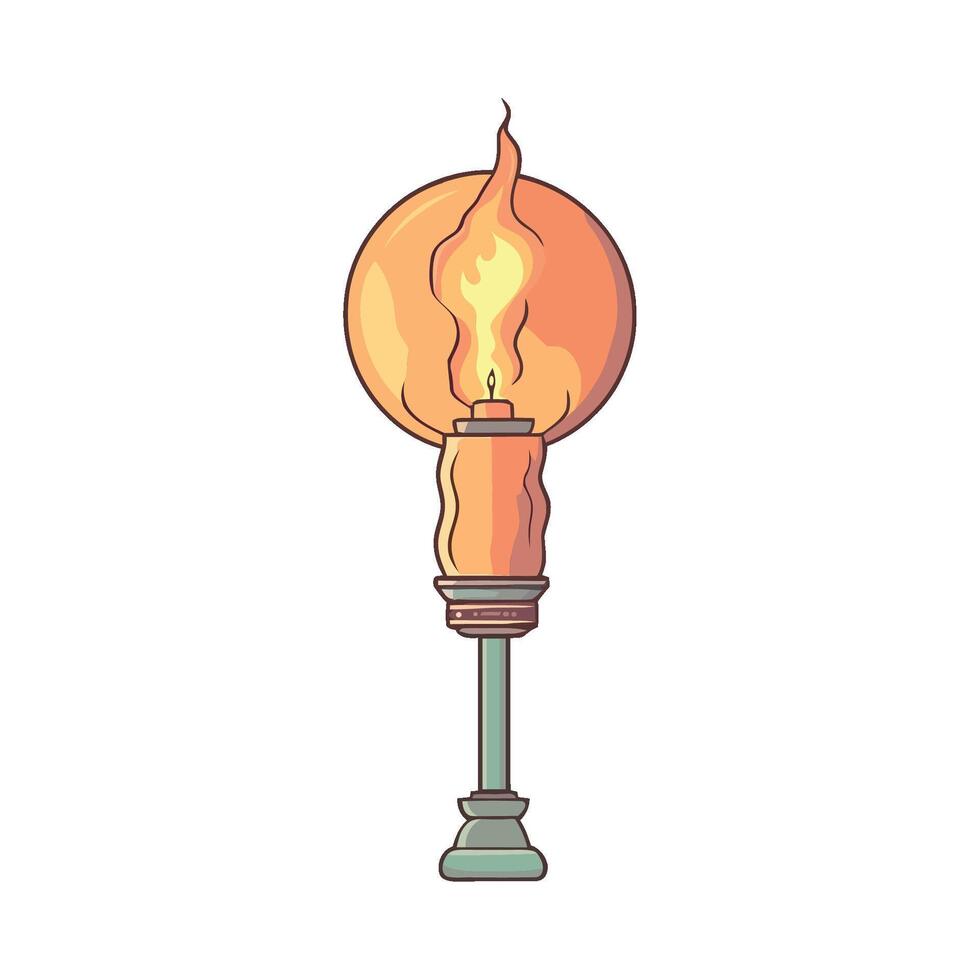 An illustration of a lamp with a flame vector