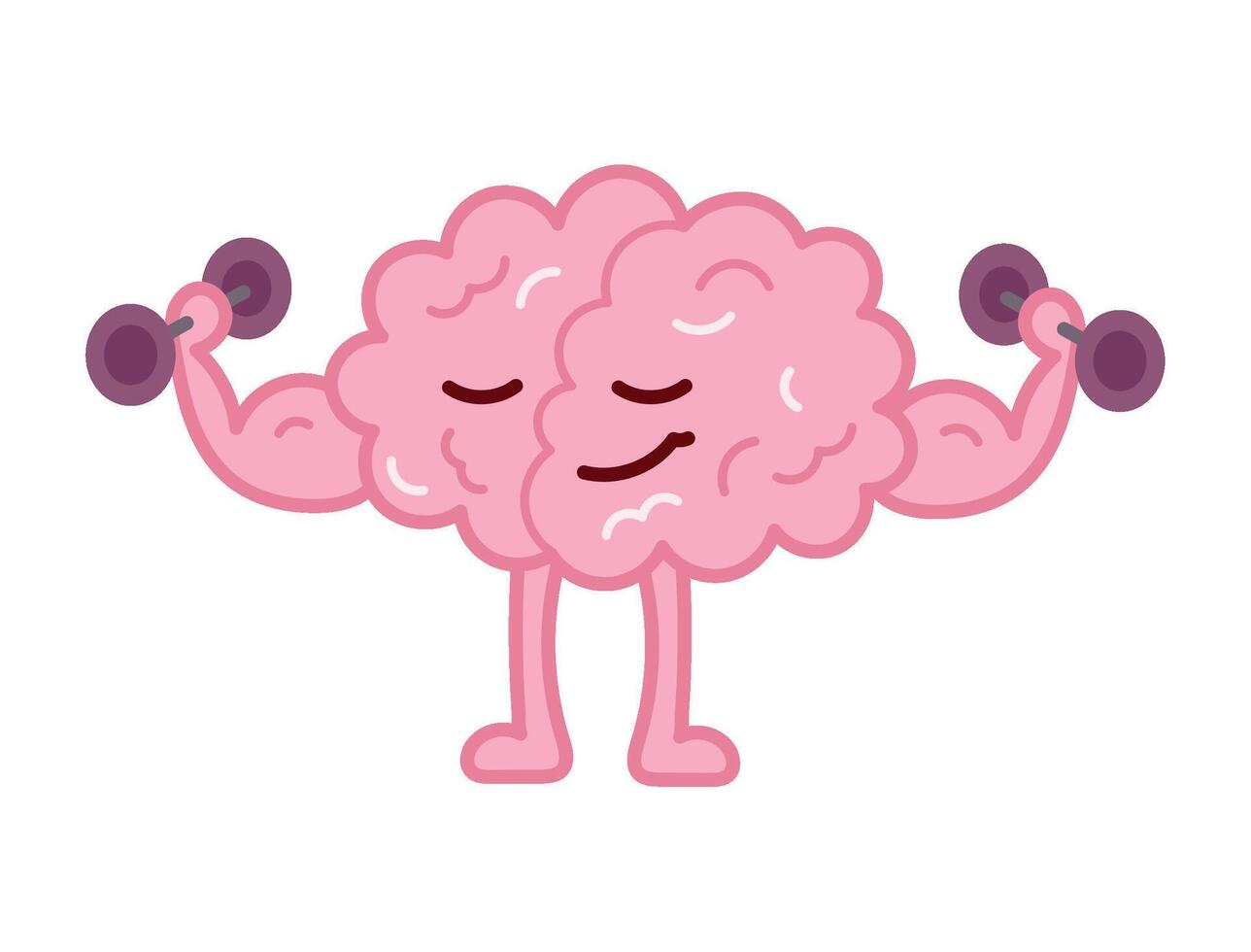 Brain exercising with dumbbells illustration vector