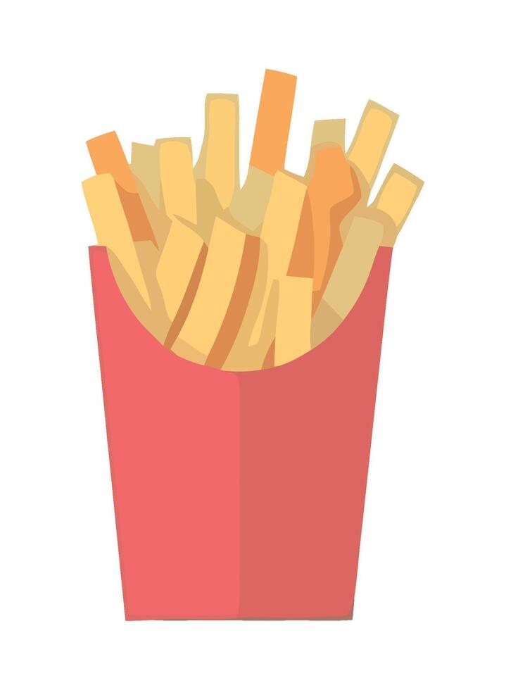 French fries in a red box illustration vector