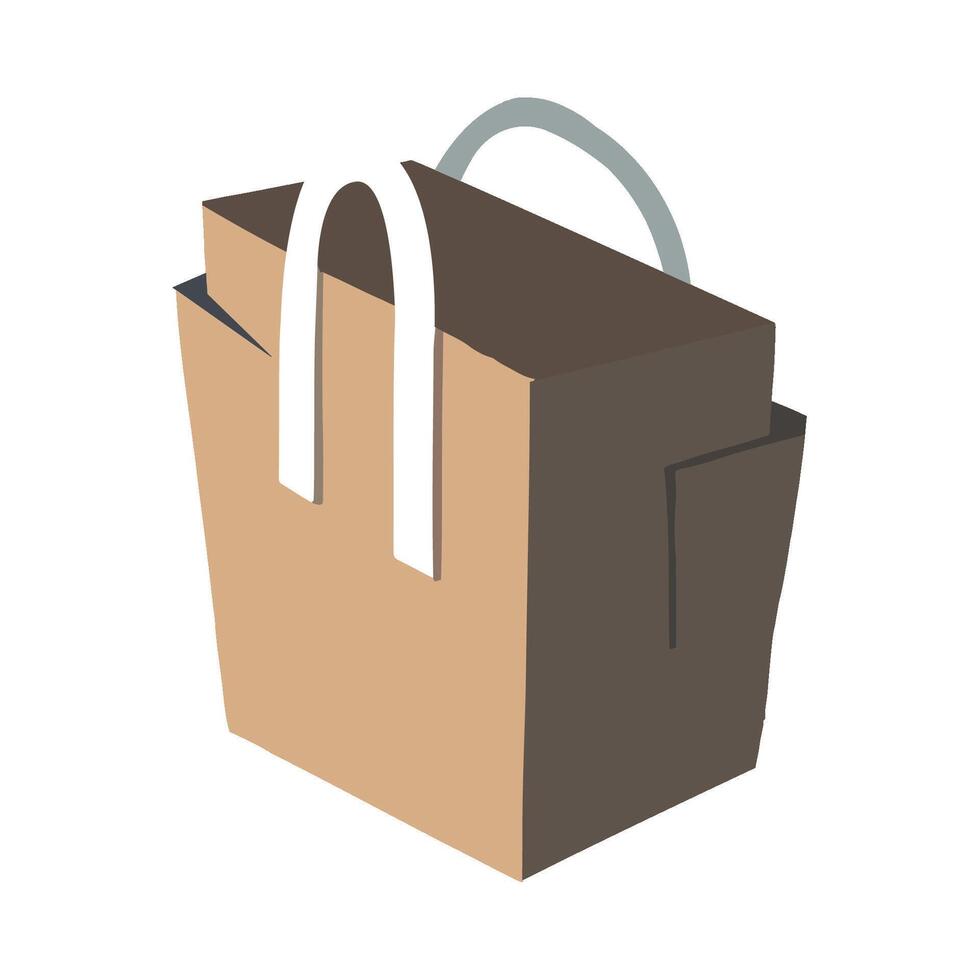A brown paper bag with handles on it vector