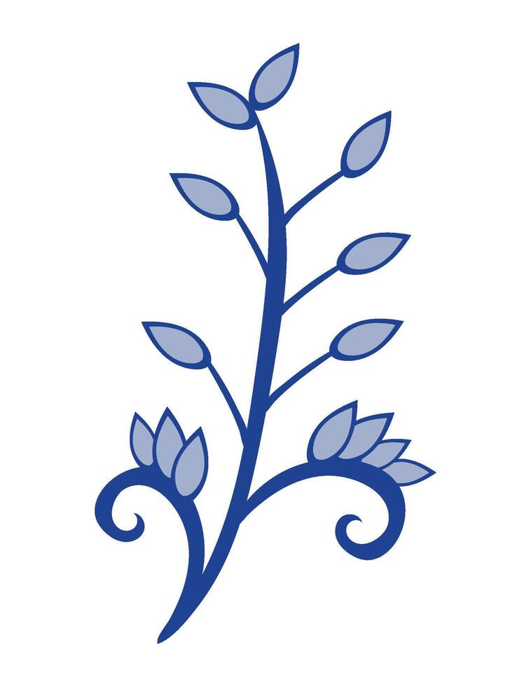A blue flower with leaves on it vector
