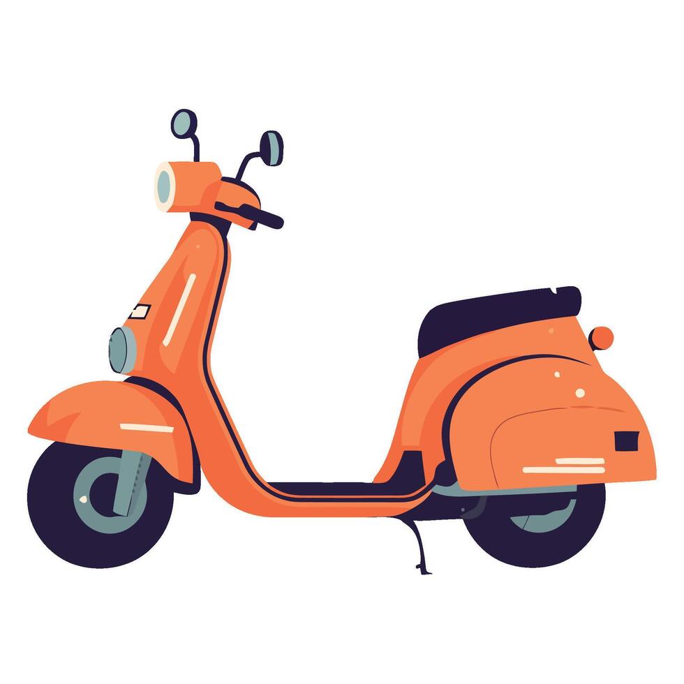 An orange scooter is shown on a white background vector