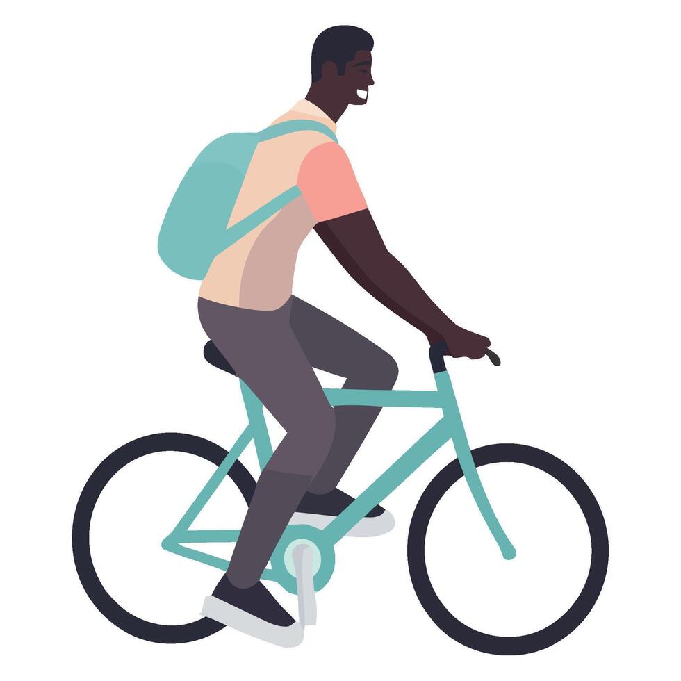 An illustration of a man riding a bike vector