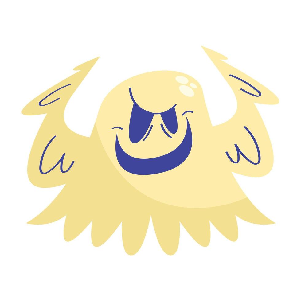 A cartoon ghost with blue eyes and a smile vector