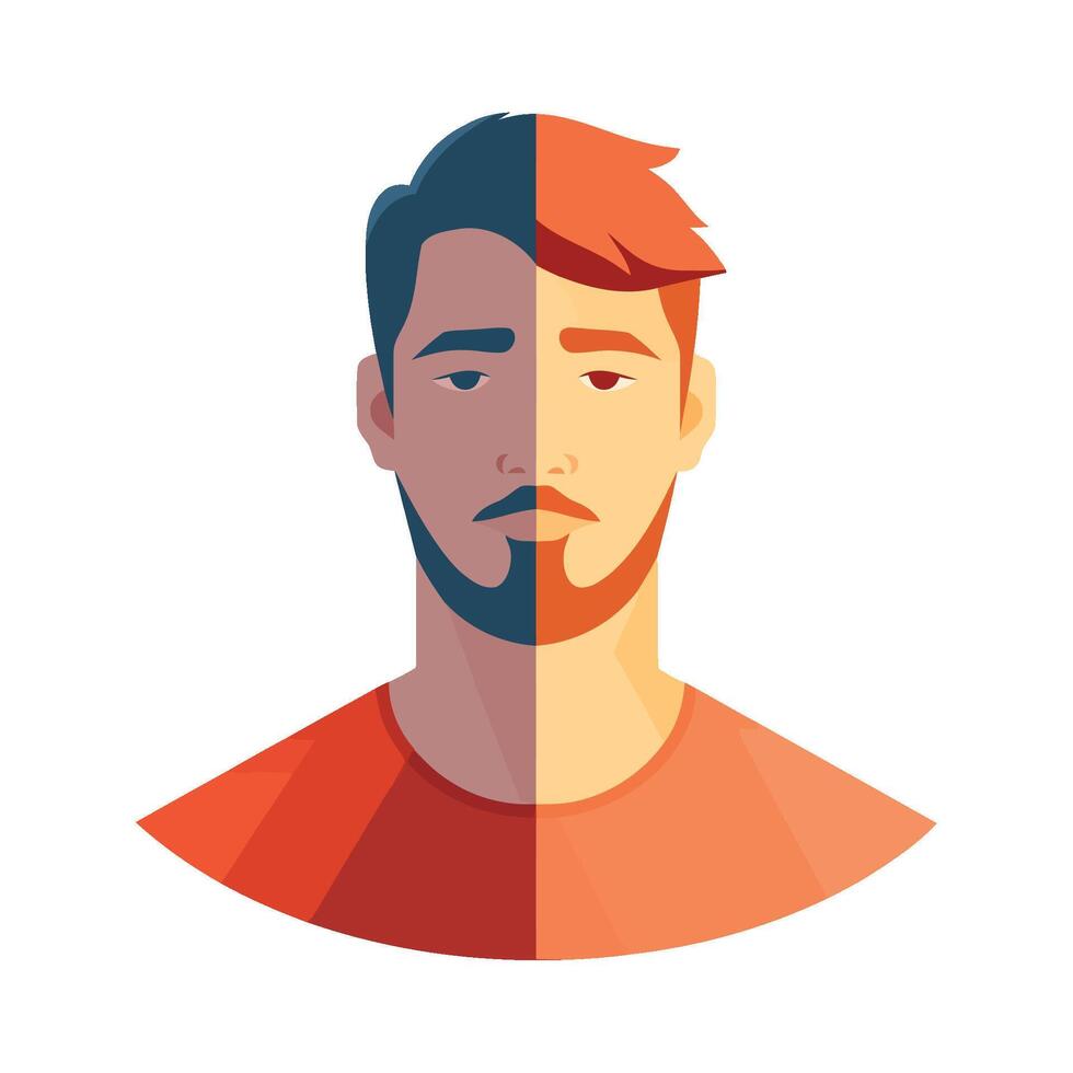 A man with a beard and red hair is shown in a flat style vector