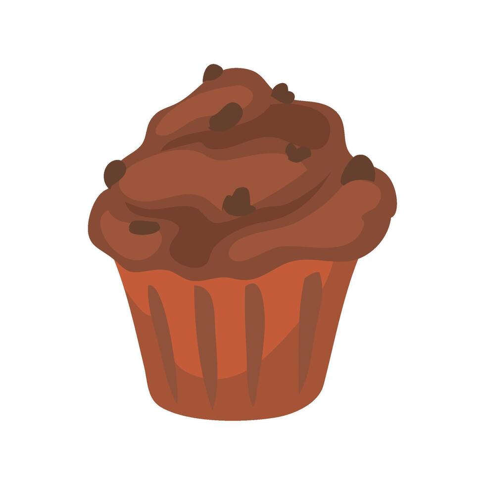 Chocolate cupcake illustration on white background vector